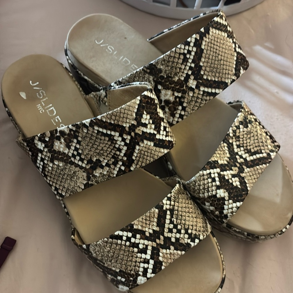 Chunky snakeskin heels